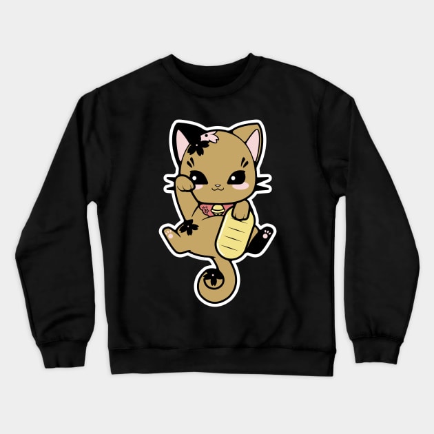 Gold Maneki-Neko Crewneck Sweatshirt by Ranefea